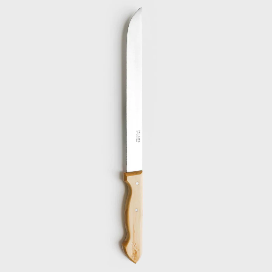 Tradineur - Cuchillo jamonero con mango de madera y hoja de acero  inoxidable de 24,5 cm, cuchillo para cortado de jamón, corte p